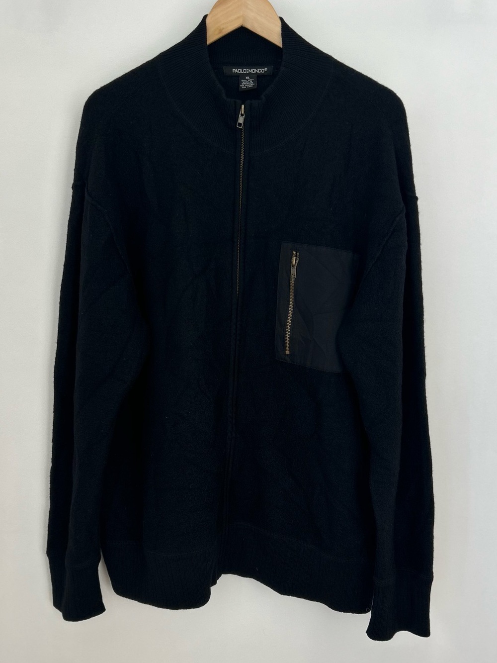 Paolo Mondo 100% Wool Full-Zip Knit Cardigan Sweater Jacket - Men's XL (24.5x30)